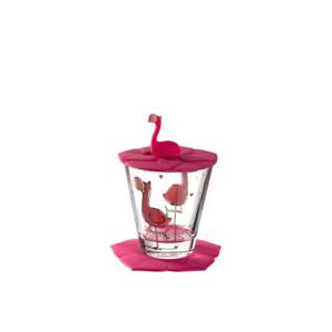 LEONARDO BAMBINI pohár fedővel és alátéttel, flamingó