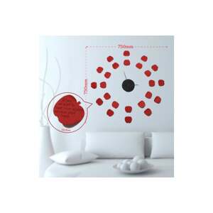 STICKER CLOCK alma alakú matricákkal piros és fekete műanyag falmatrica