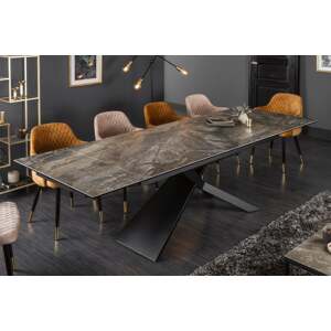 EUPHORIA márványmintás barna kerámia bővíthető étkezőasztal 180-220-260cm
