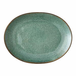 Mensa zöld agyagkerámia szervírozó tányér, 30 x 22,5 cm - Bitz
