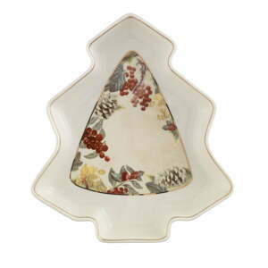 Sottobosco karácsonyfa formájú porcelán tálaló tányér, hossz 23,5 cm - Brandani