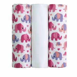 Pink Elephants 3 db textilpelenka, 70 x 70 cm - T-TOMI
