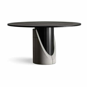 Kerek étkezőasztal tölgyfa dekoros asztallappal 140x140 cm Sharp - Lyon Béton
