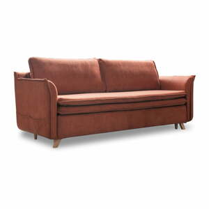 Téglavörös bársony kinyitható kanapé 225 cm – Miuform