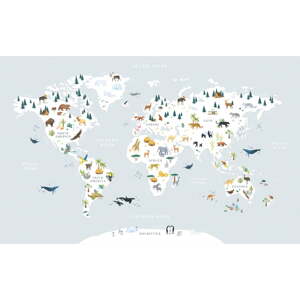 Gyerek tapéta 400 cm x 248 cm Animals World Map – Lilipinso