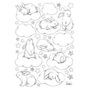 Matrica lap 30x42 cm Bunnies, Clouds And Stars – Lilipinso
