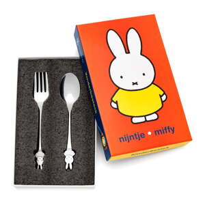 Ezüstszínű rozsdamentes acél gyerek evőeszköz Miffy – Zilverstad